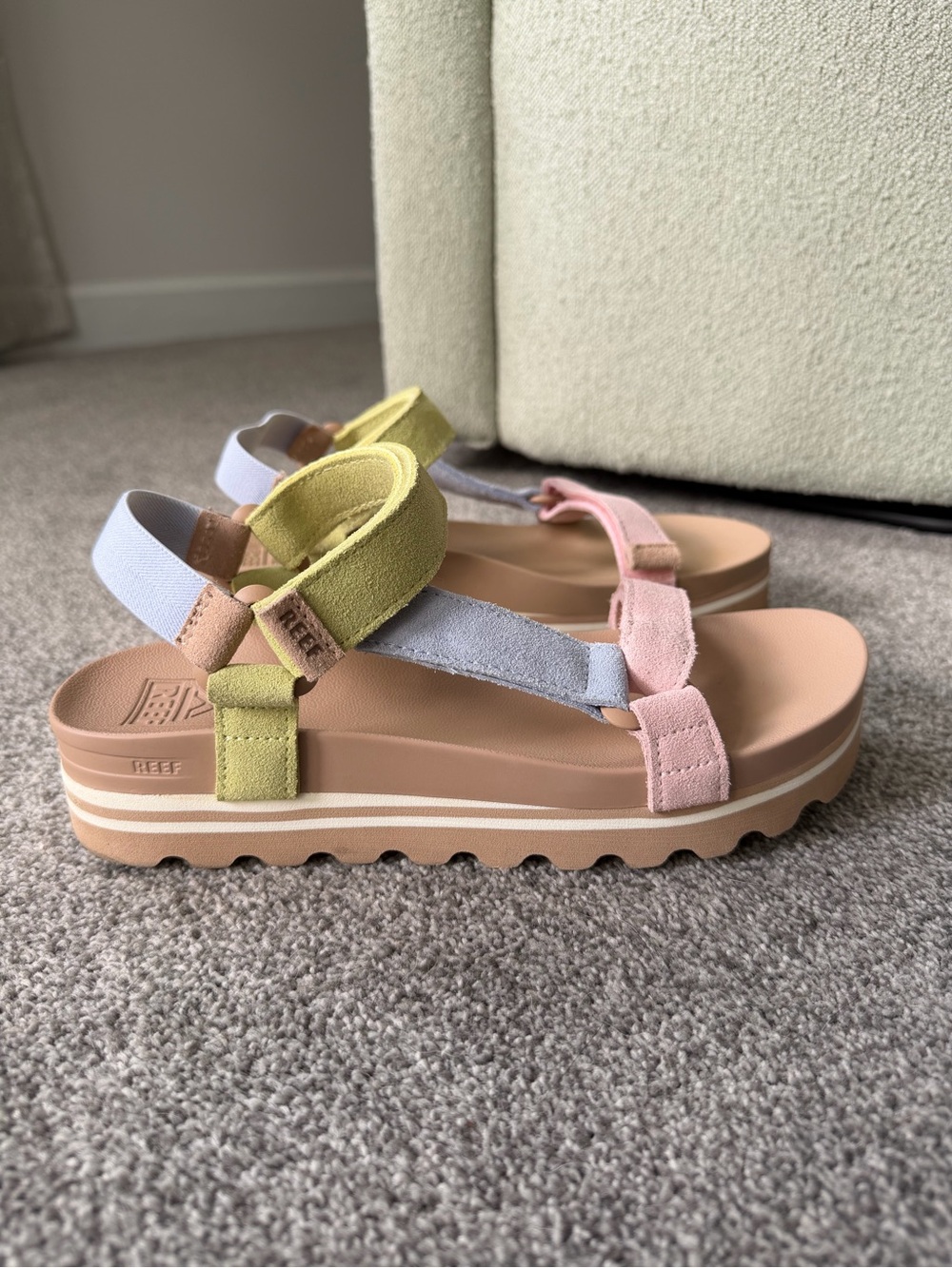 Women’s Multi-Color Platform Sport Sandals - Pastel Pink, Green & Blue
